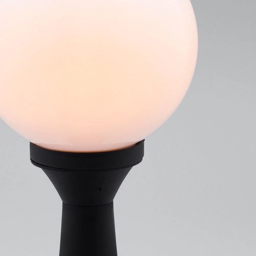 YORK | Outdoor Globe Post Mini Bollard Lantern Garden Light | E27 | IP44 | Black - LightHub Direct