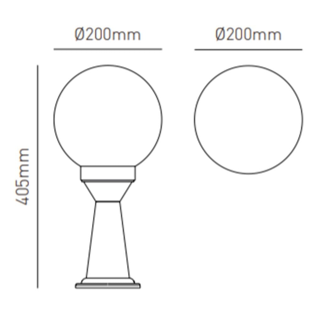 YORK | Outdoor Globe Post Mini Bollard Lantern Garden Light | E27 | IP44 | Black - LightHub Direct