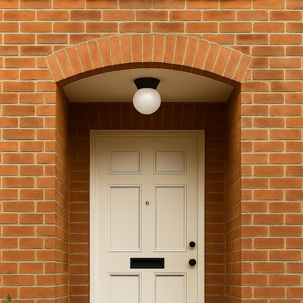 YORK | Outdoor Ceiling Globe Porch Entrance Lantern Light | E27 | IP44 | Black