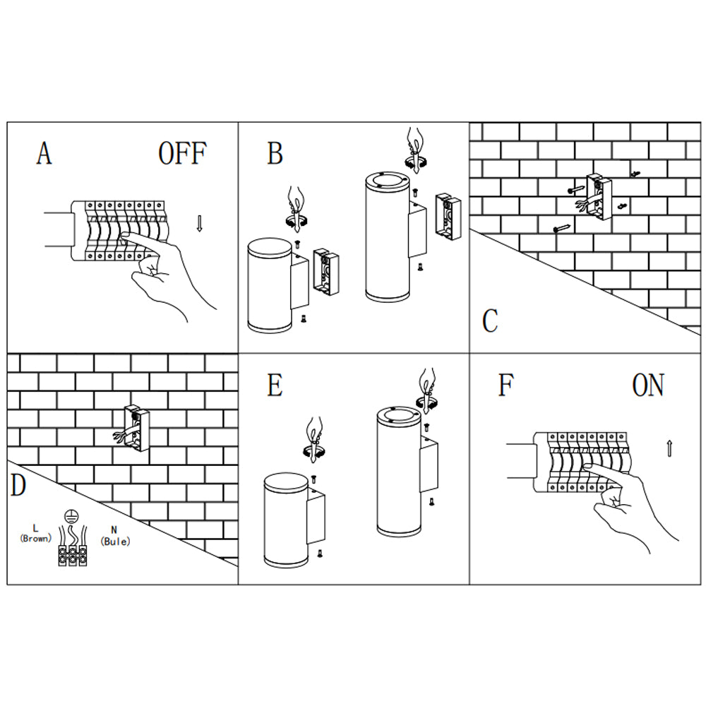 MIZAR | Outdoor Cylinder Up Down Wall Light Fitting | 20W LED | 4000K Neutral White | IP54 | Black