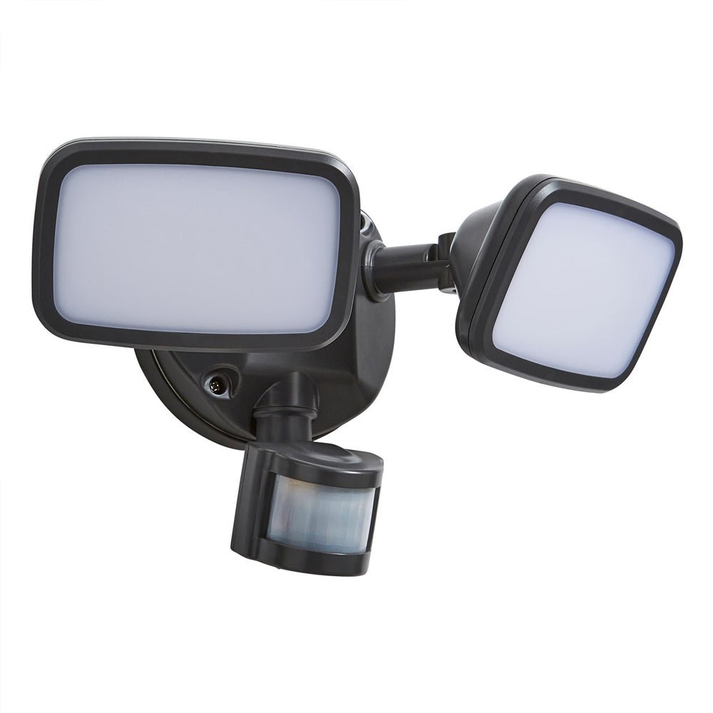 LYNN | LED Outdoor Twin Wall Spot Flood Light | 20W 1250lm | IP65 | Grey | PIR Motion Sensor - LightHub Direct