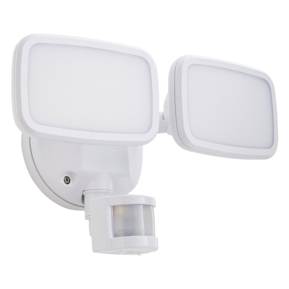 LYNN | LED Outdoor Twin Wall Spot Flood Light | 20W 1250lm | IP65 | White | PIR Motion Sensor - LightHub Direct