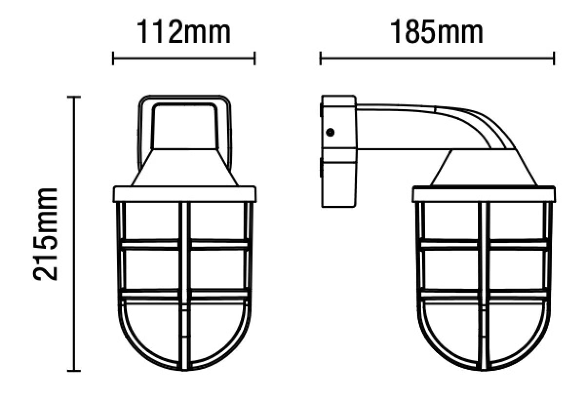 JURA | Outdoor Cage Down Wall Porch Nautical Industrial Lantern Light | E27 | IP44 | Black