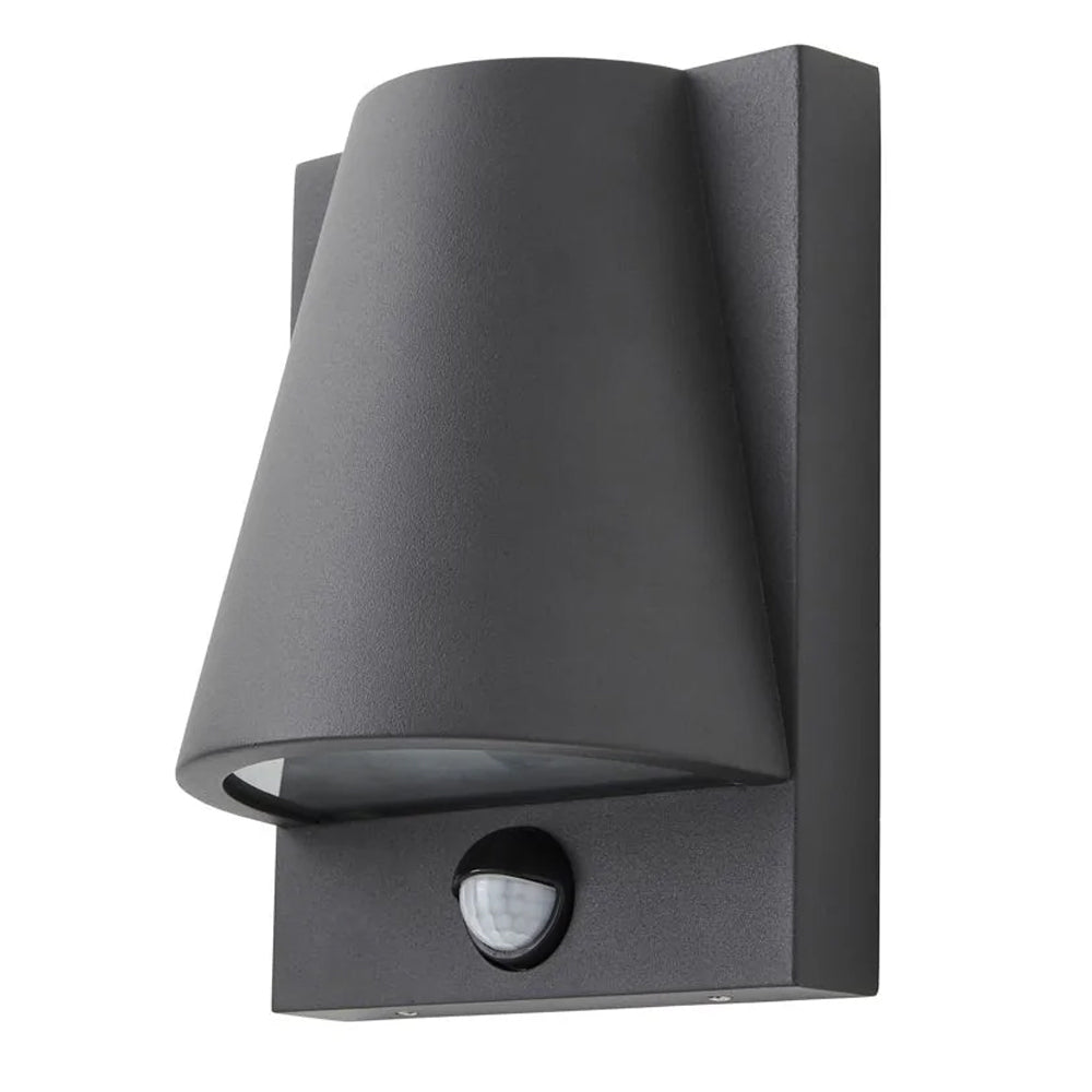 VESOUL | Outdoor Down Wall Porch Lantern Spot Light | GU10 | IP43 | Anthracite | PIR Motion Sensor