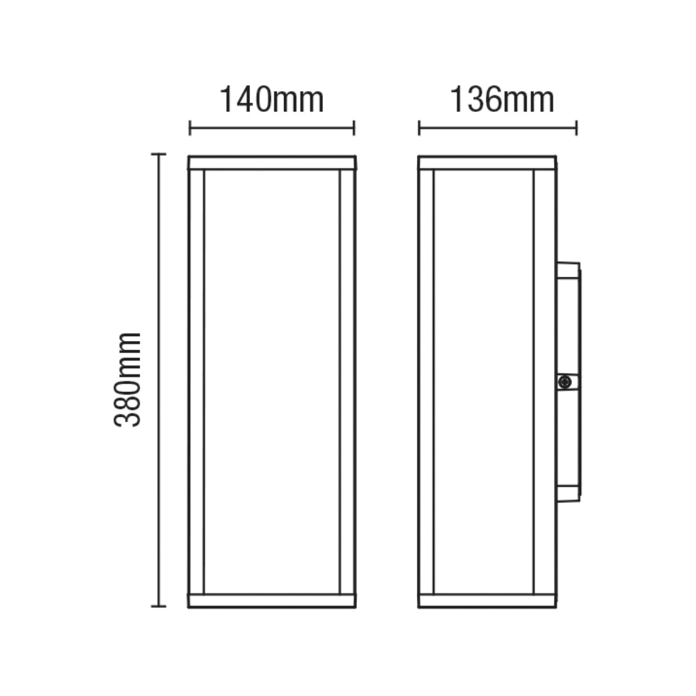 CHINON | Outdoor Box Glass Wall Porch Lantern 2 Light | E27 | IP44 | Black