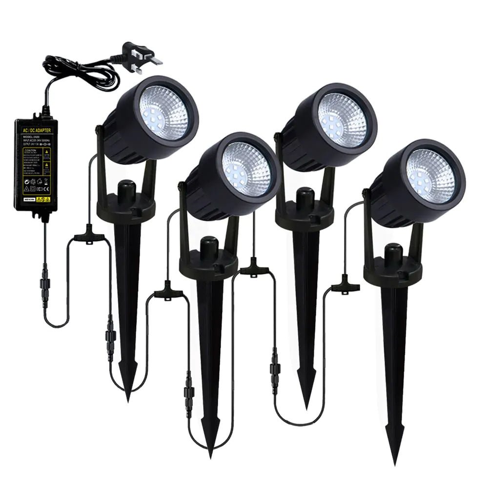 LAPIN | 4 x Adjustable Outdoor Garden Wall or Spike Ground Spot Light Kit | 3W LED | IP65 | Black | 4000K Neutral White - LightHub Direct