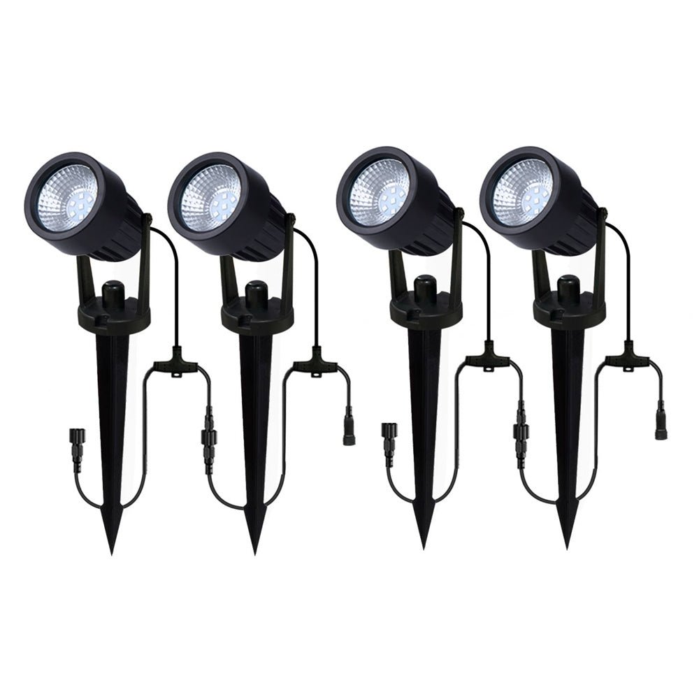 LAPIN | 4 x Adjustable Outdoor Garden Wall or Spike Ground Spot Light Kit | 3W LED | IP65 | Black | 4000K Neutral White - LightHub Direct