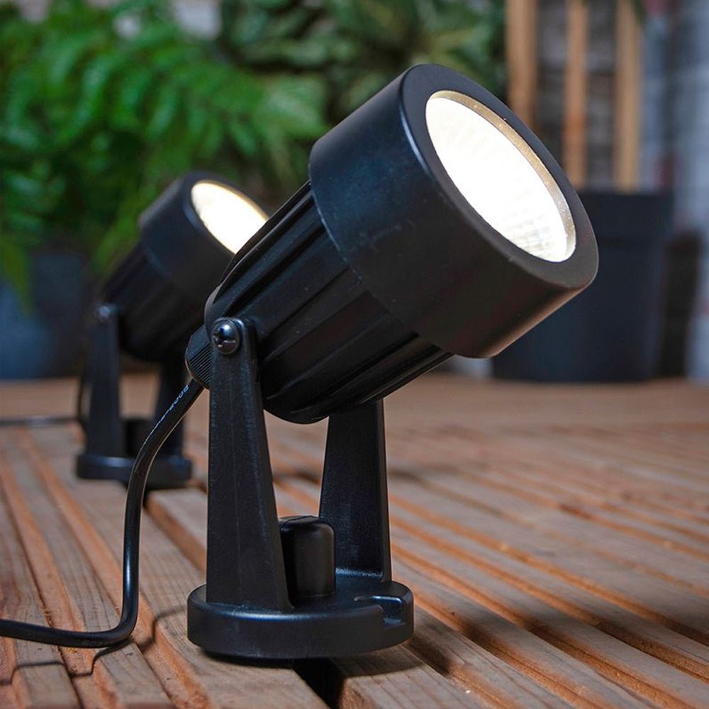 LAPIN | 2 x Adjustable Outdoor Garden Wall or Spike Ground Spot Light EXTENSION KIT | 3W LED | IP65 | Black | 4000K Neutral White - LightHub Direct
