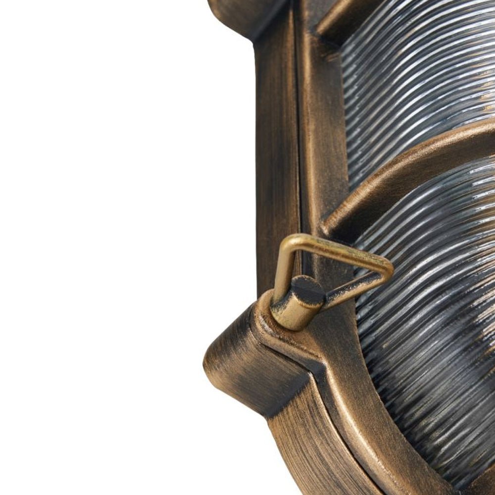 DAVEY | Outdoor Caged Oval Industrial Marine Nautical Wall Porch Bulkhead Light | E27 | IP44 | Gold - LightHub Direct