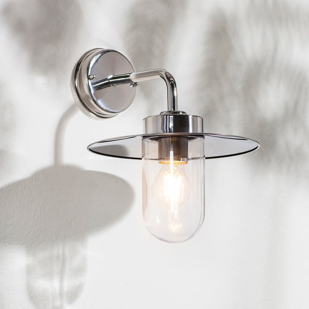 ADDISON | Outdoor Fisherman Vintage Lantern Porch Barn Wall Light | E27 | IP44 | Polished Stainless Steel