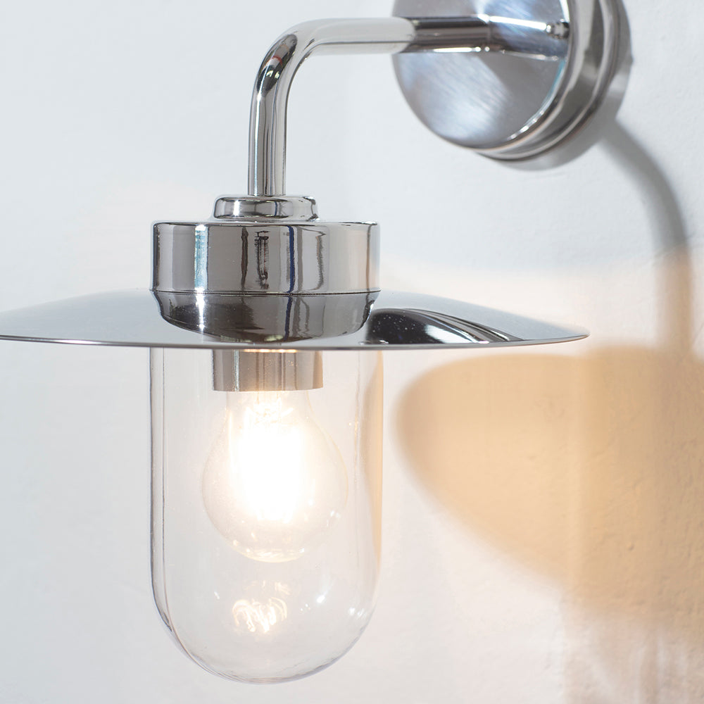 ADDISON | Outdoor Fisherman Vintage Lantern Porch Barn Wall Light | E27 | IP44 | Polished Stainless Steel