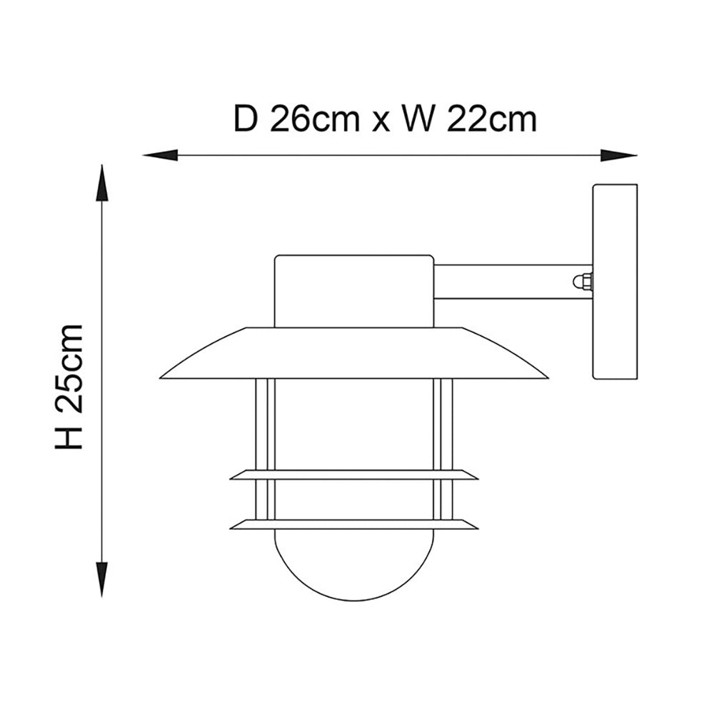 JENSON | Outdoor Fisherman Vintage Lantern Porch Barn Wall Light | E27 | IP44 | Polished Stainless Steel