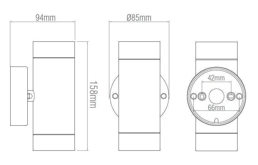Technical drawing of a cylindrical component with dimensions labeled