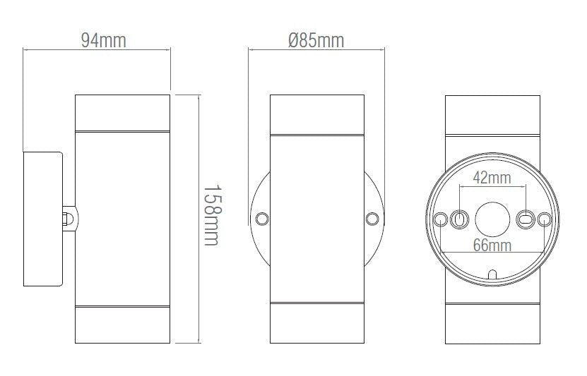 KEW Up / Down Outdoor Stainless Steel Garden Porch Wall Light | GU10 | IP44 | Matte Black - LightHub Direct
