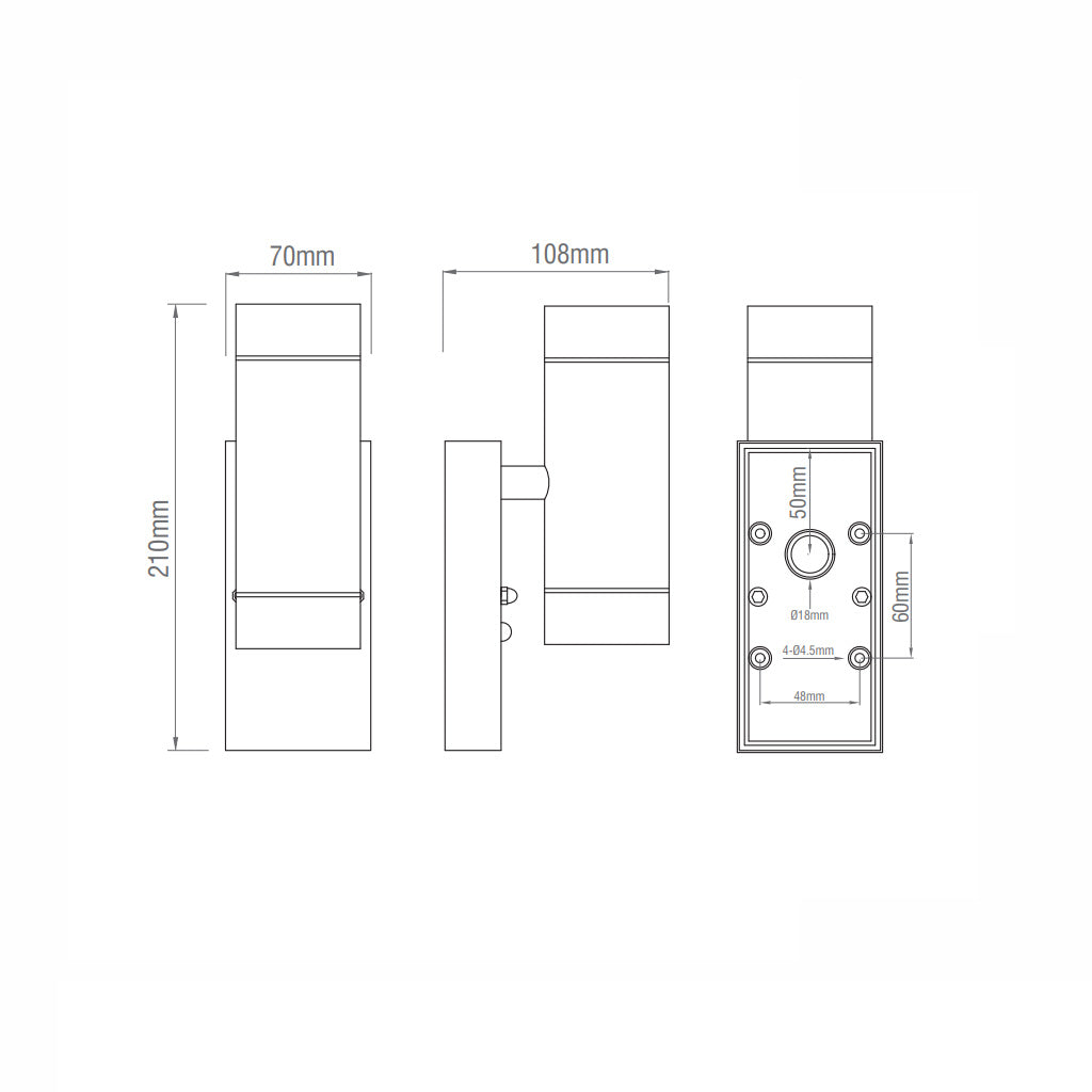 KEW Up / Down Outdoor Stainless Steel Garden Porch Wall Light | GU10 | IP44 | Photocell Dusk to Dawn