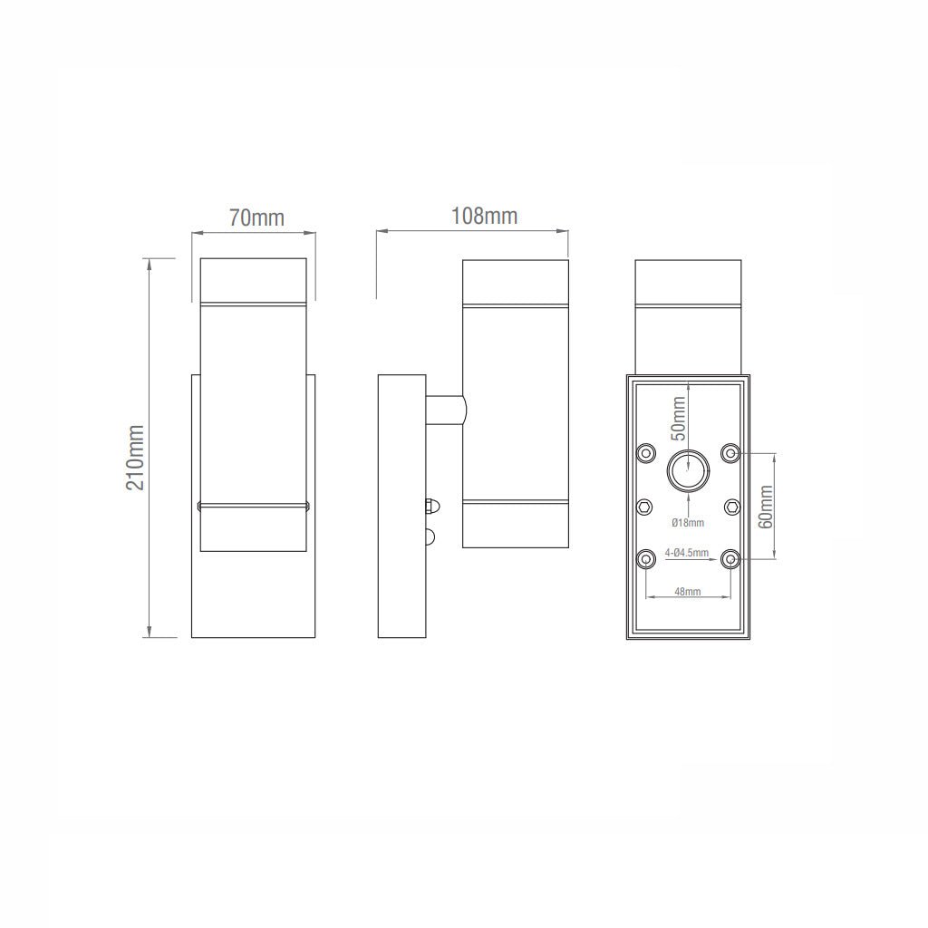 KEW Up / Down Outdoor Stainless Steel Garden Porch Wall Light | GU10 | IP44 | Photocell Dusk to Dawn - LightHub Direct