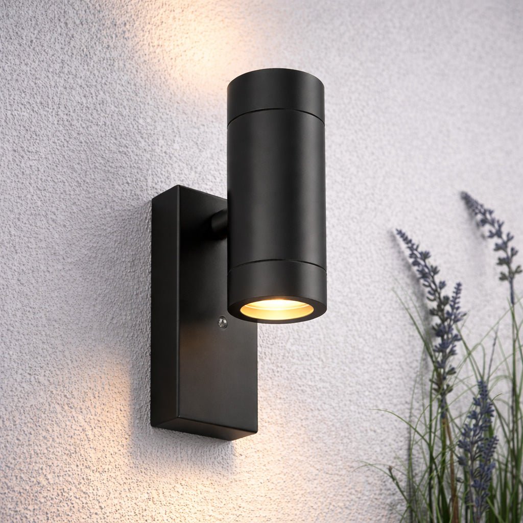 KEW Up / Down Outdoor Stainless Steel Garden Porch Wall Light | GU10 | IP44 | Photocell Dusk to Dawn - LightHub Direct