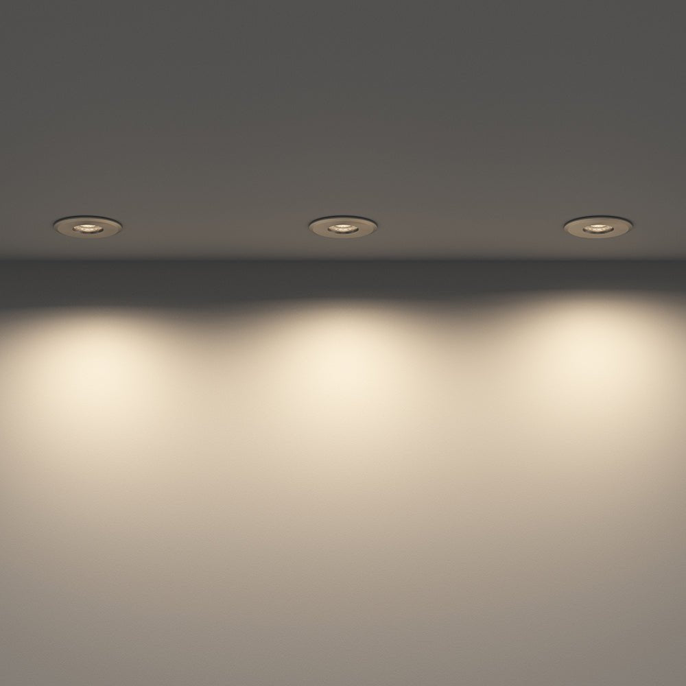 LED Shower Bathroom Recessed Dimmable Downlight Fitting | 6W GU10 | IP65 | Brushed Chrome | 6500K Daylight White - LightHub Direct