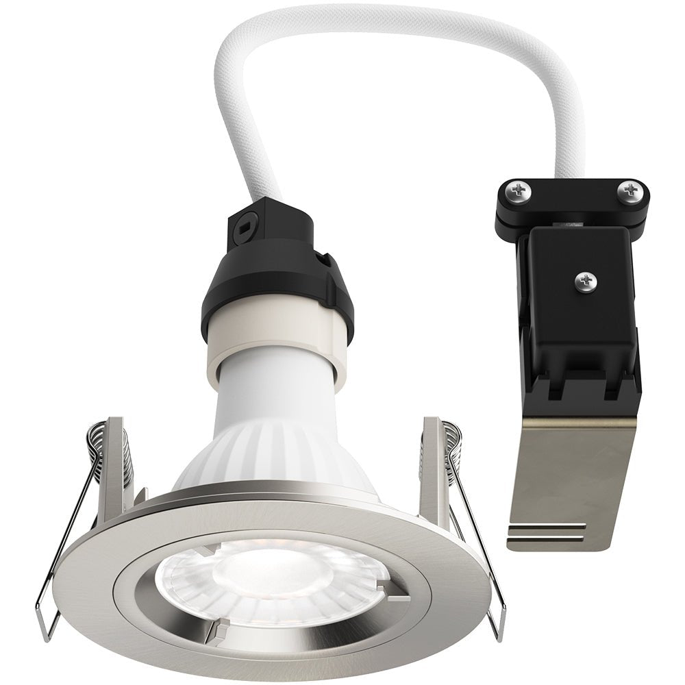 LED Fixed Recessed Dimmable Downlight Fitting | 6W GU10 | 6000K Daylight White | IP20 | Brushed Chrome - LightHub Direct