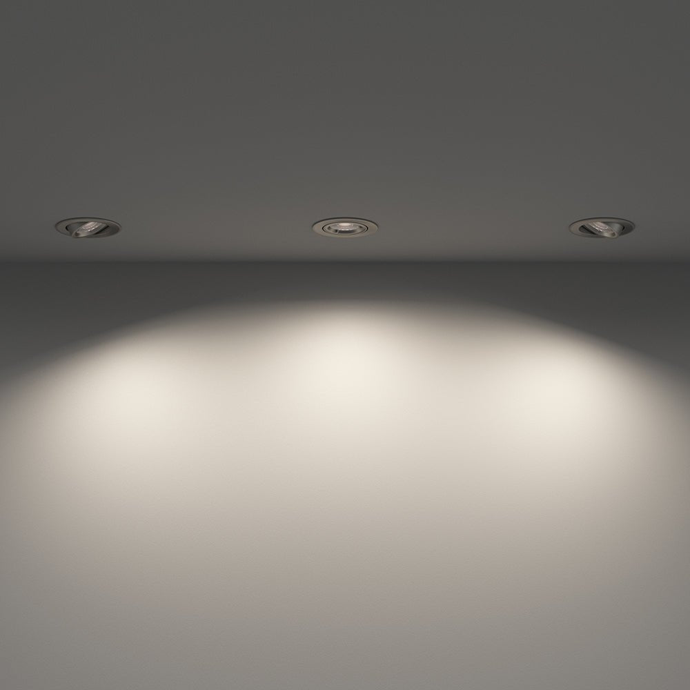 LED Adjustable Tilt Recessed Dimmable Downlight Fitting | 6W GU10 | 6000K Daylight White | IP20 | Brushed Chrome - LightHub Direct