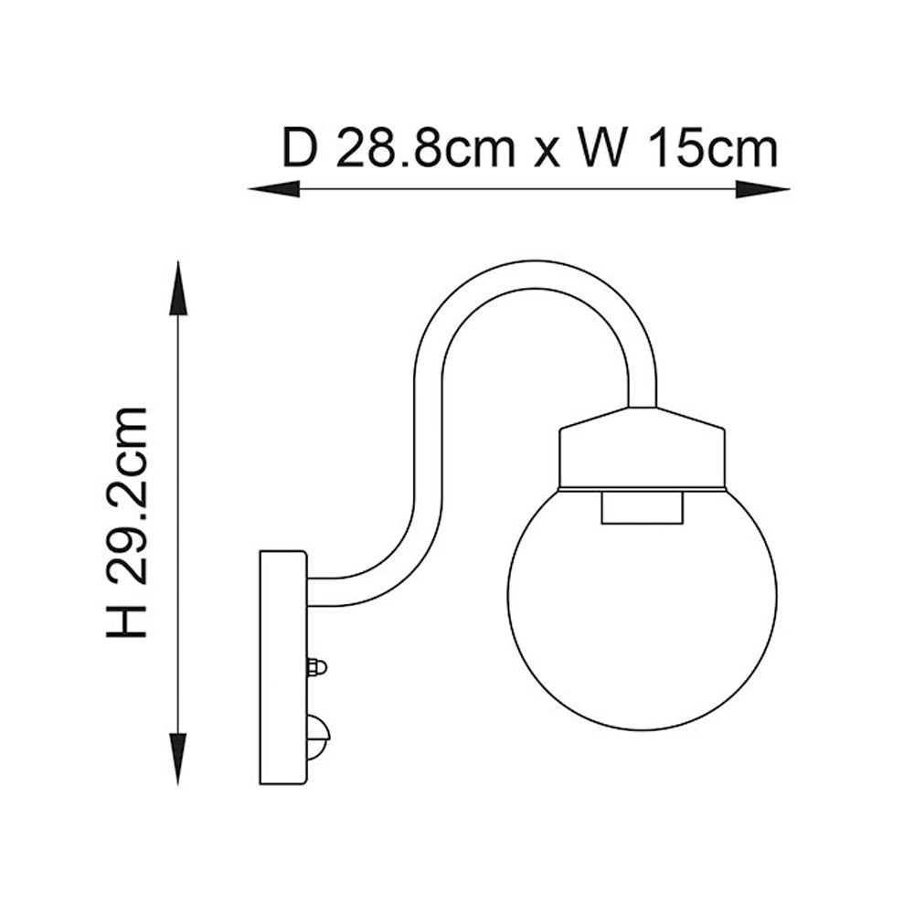 ELDON | Outdoor Globe Ribbed Vintage Lantern Porch Wall Light | E27 | IP44 | Matt Black