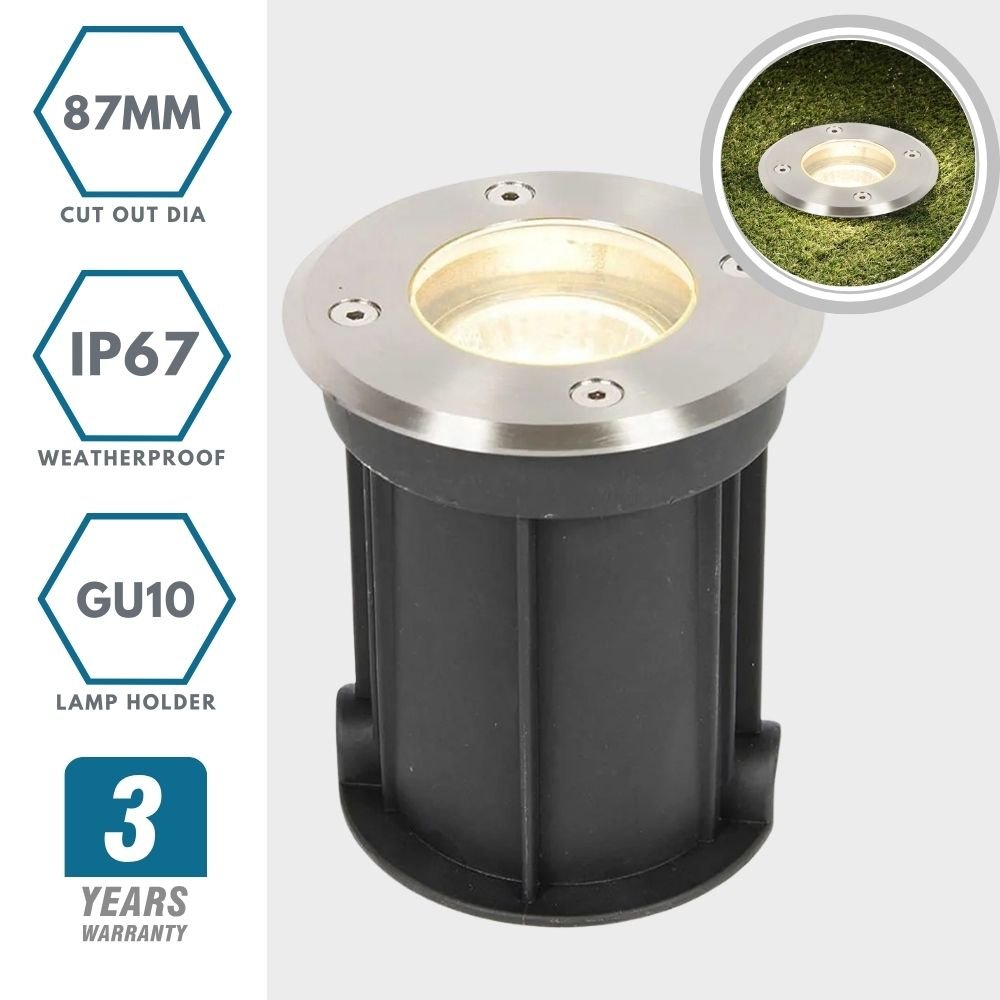 PAN | Outdoor Ground & Drive - Over Light | GU10 IP67 | Stainless Steel - LightHub Direct