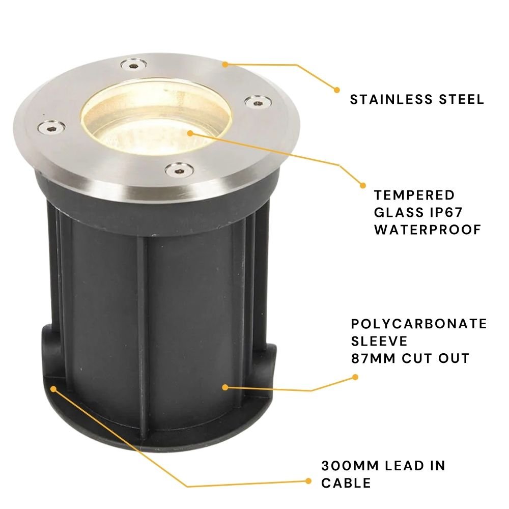 PAN | Outdoor Ground & Drive - Over Light | GU10 IP67 | Stainless Steel - LightHub Direct