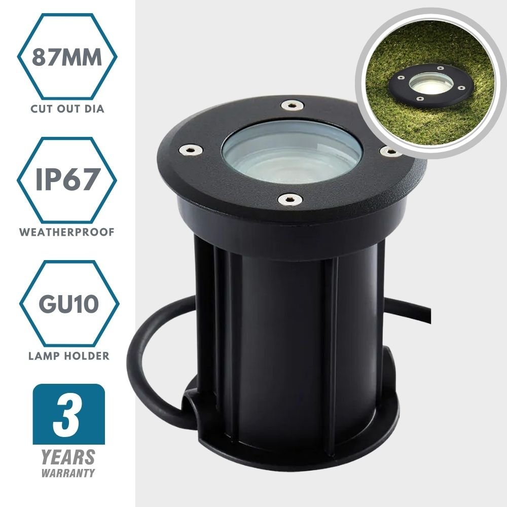 PAN | Outdoor Ground & Drive - Over Light | GU10 IP67 | Black - LightHub Direct