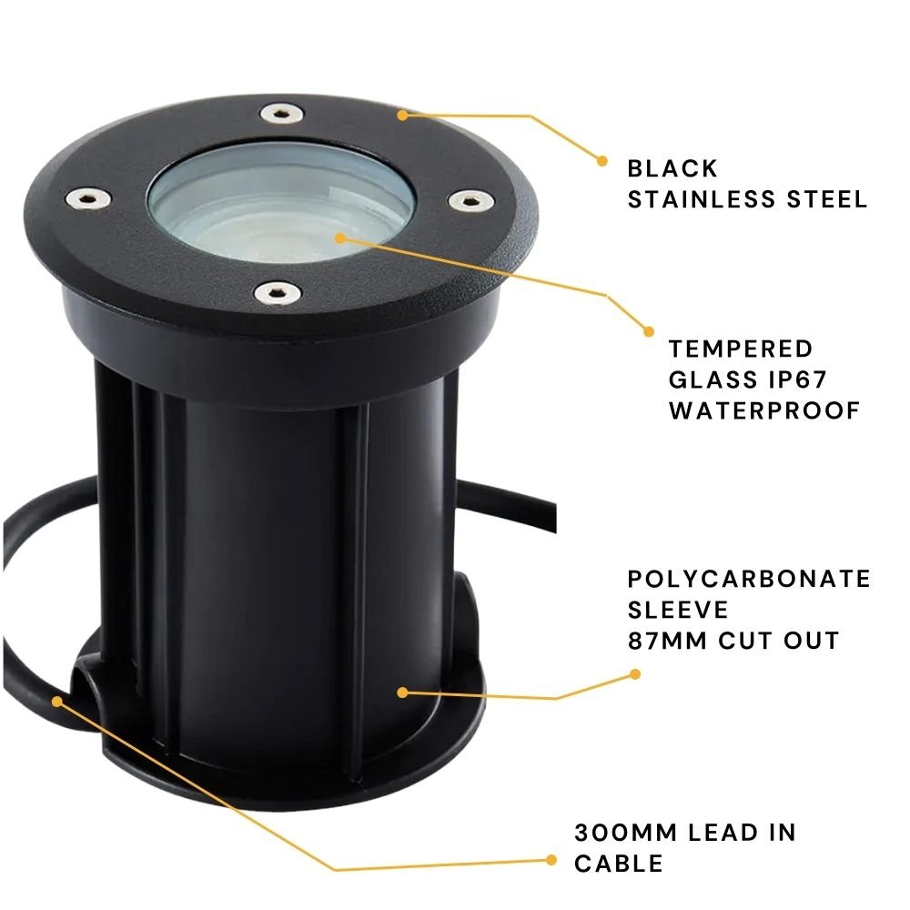 PAN | Outdoor Ground & Drive - Over Light | GU10 IP67 | Black - LightHub Direct