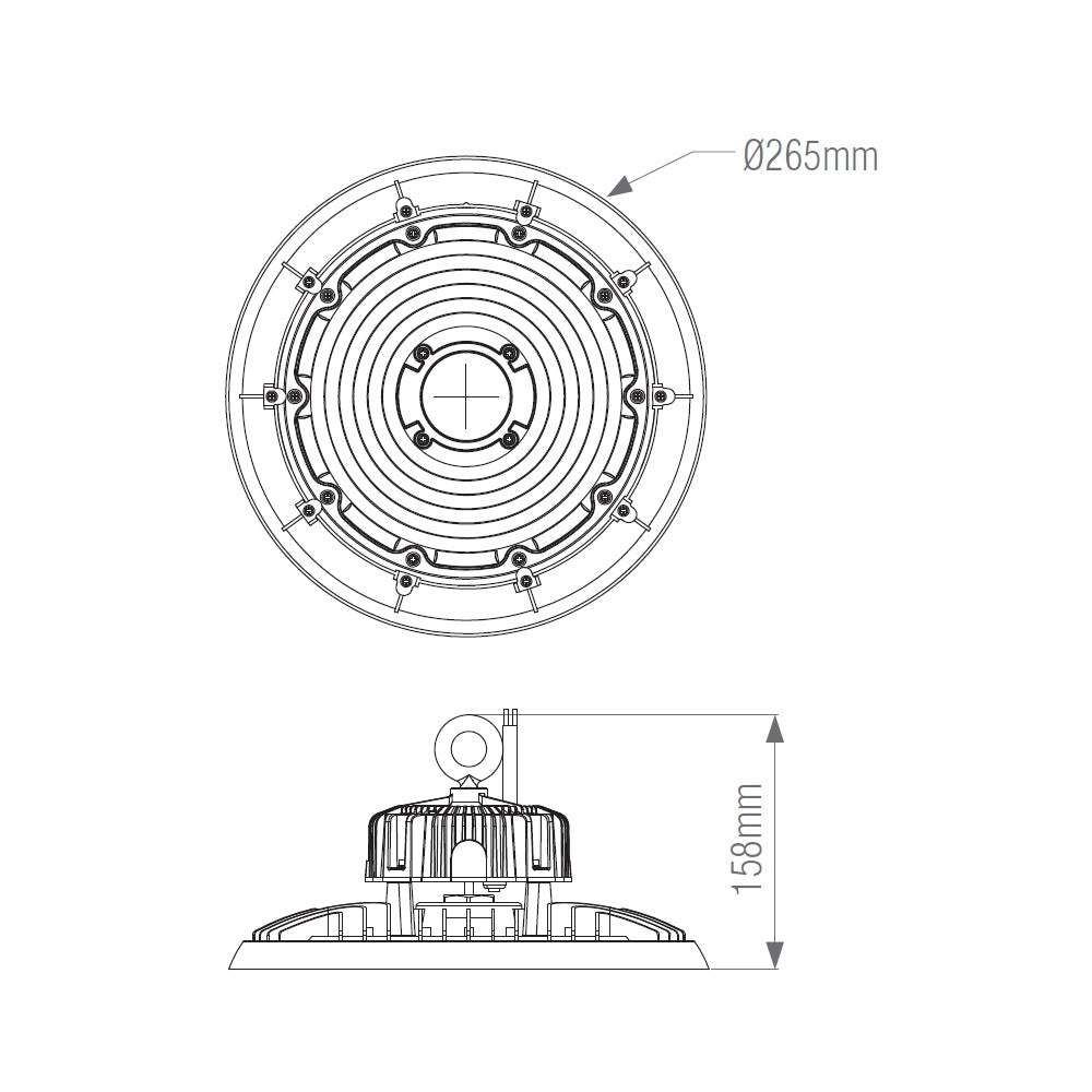 HELIOS Highbay Industrial Ceiling Light for Warehouses & Commercial | LED 100W 14000lm | 4000K Neutral White | IP66 | Black