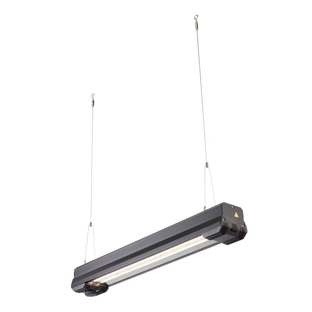 HELIOS Highbay Linear Industrial Ceiling Light for Warehouses & Commercial | LED 200W 14000lm | 4000K Neutral White | IP42 | Black - LightHub Direct