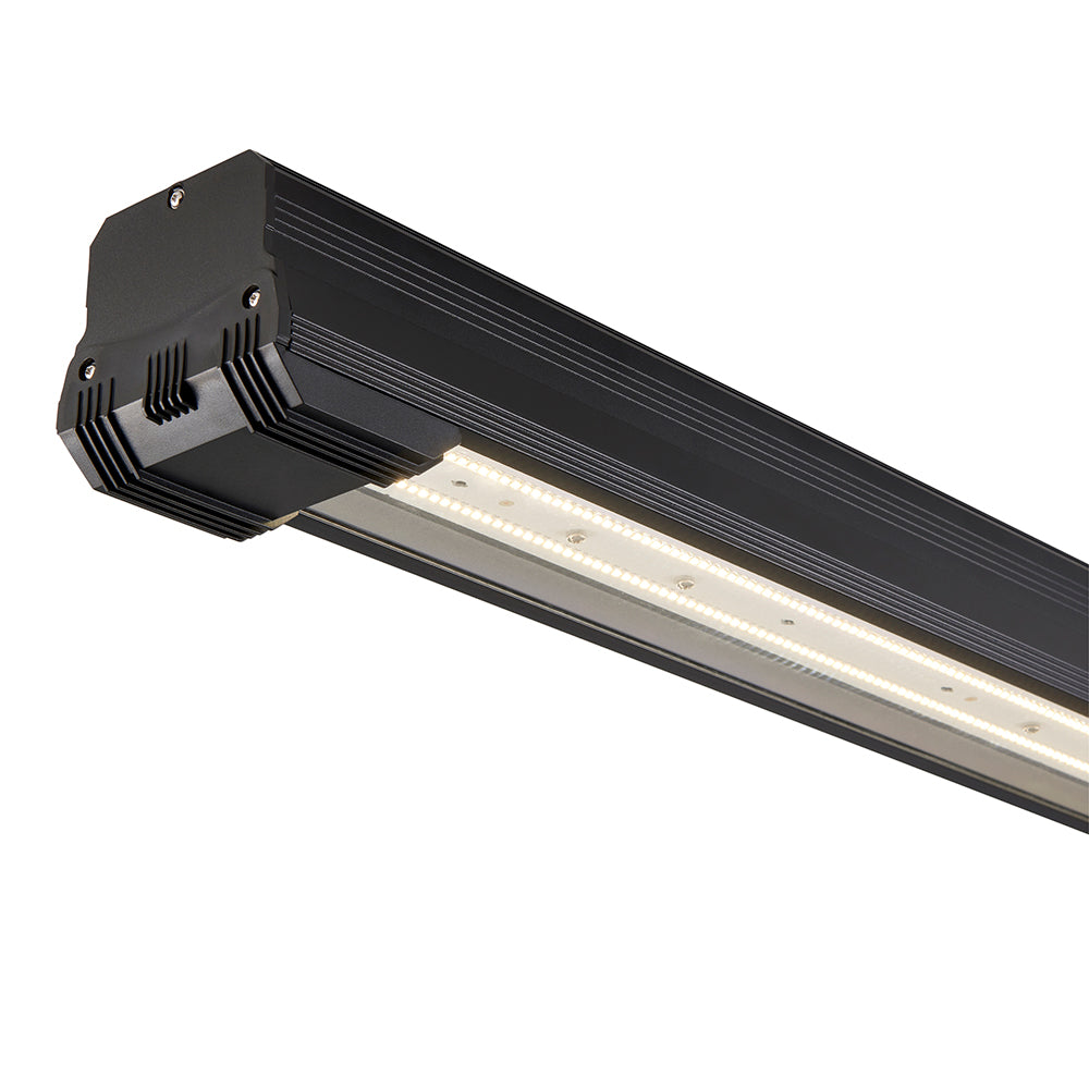 HELIOS Highbay Linear Industrial Ceiling Light for Warehouses & Commercial | LED 100W 14000lm | 4000K Neutral White | IP42 | Black