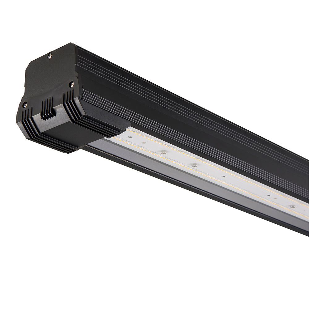 HELIOS Highbay Linear Industrial Ceiling Light for Warehouses & Commercial | LED 100W 14000lm | 4000K Neutral White | IP42 | Black