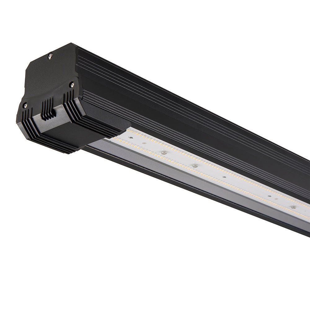 HELIOS Highbay Linear Industrial Ceiling Light for Warehouses & Commercial | LED 200W 14000lm | 4000K Neutral White | IP42 | Black - LightHub Direct