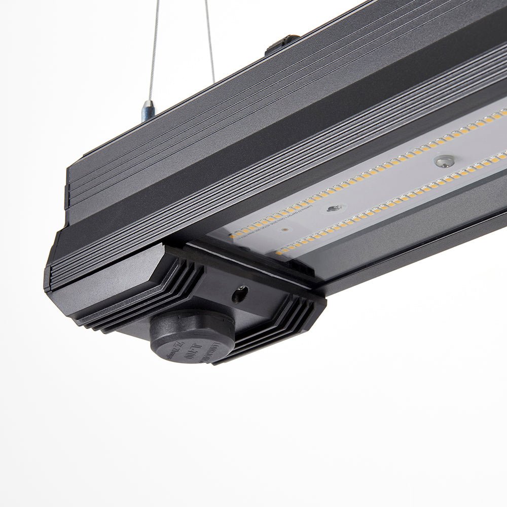 HELIOS Highbay Linear Industrial Ceiling Light for Warehouses & Commercial | LED 200W 14000lm | 4000K Neutral White | IP42 | Black - LightHub Direct
