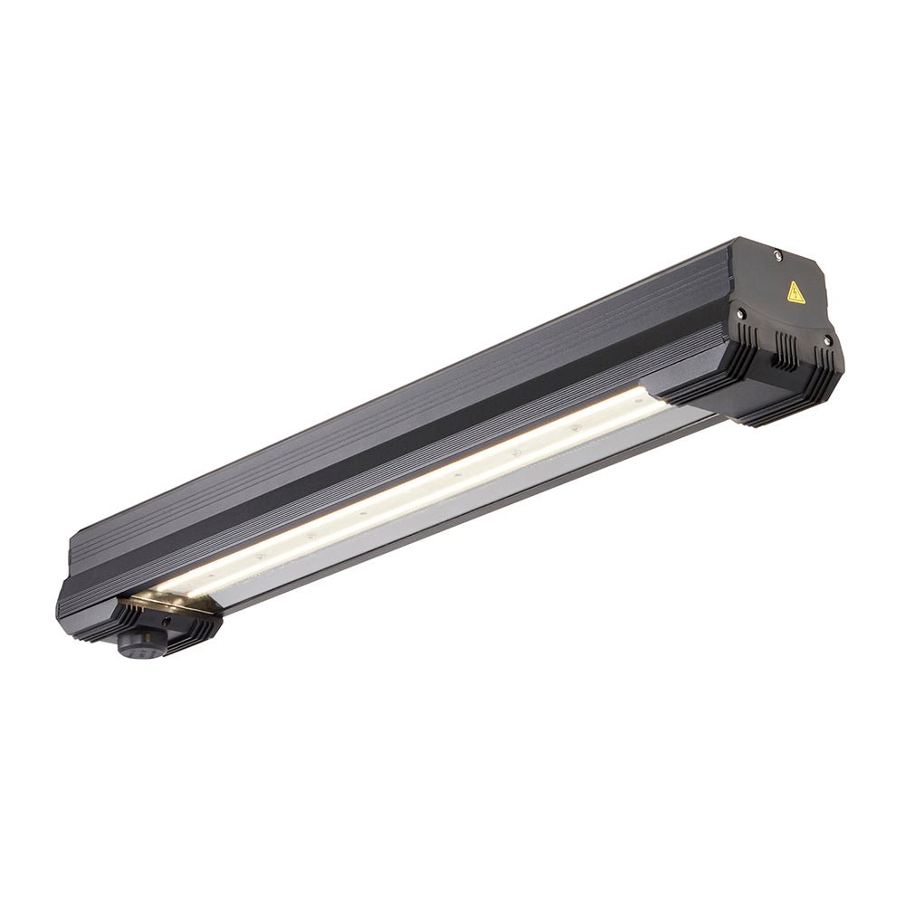 HELIOS Highbay Linear Industrial Ceiling Light for Warehouses & Commercial | LED 200W 14000lm | 4000K Neutral White | IP42 | Black - LightHub Direct