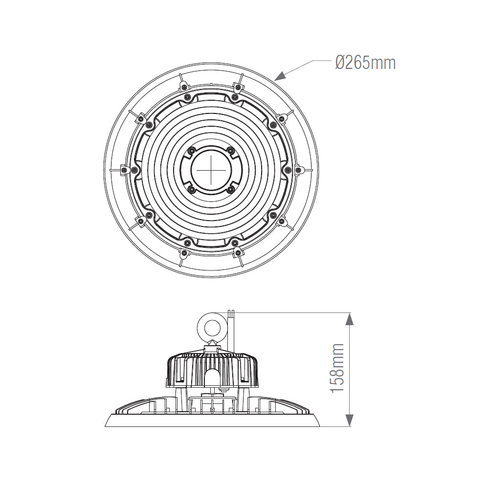 HELIOS Highbay Industrial Ceiling Light for Warehouses & Commercial | LED 150W 21000lm | 4000K Neutral White | IP66 | Black