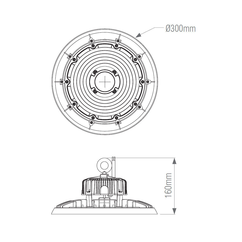 HELIOS Highbay Industrial Ceiling Light for Warehouses & Commercial | LED 200W 28000lm | 4000K Neutral White | IP66 | Black