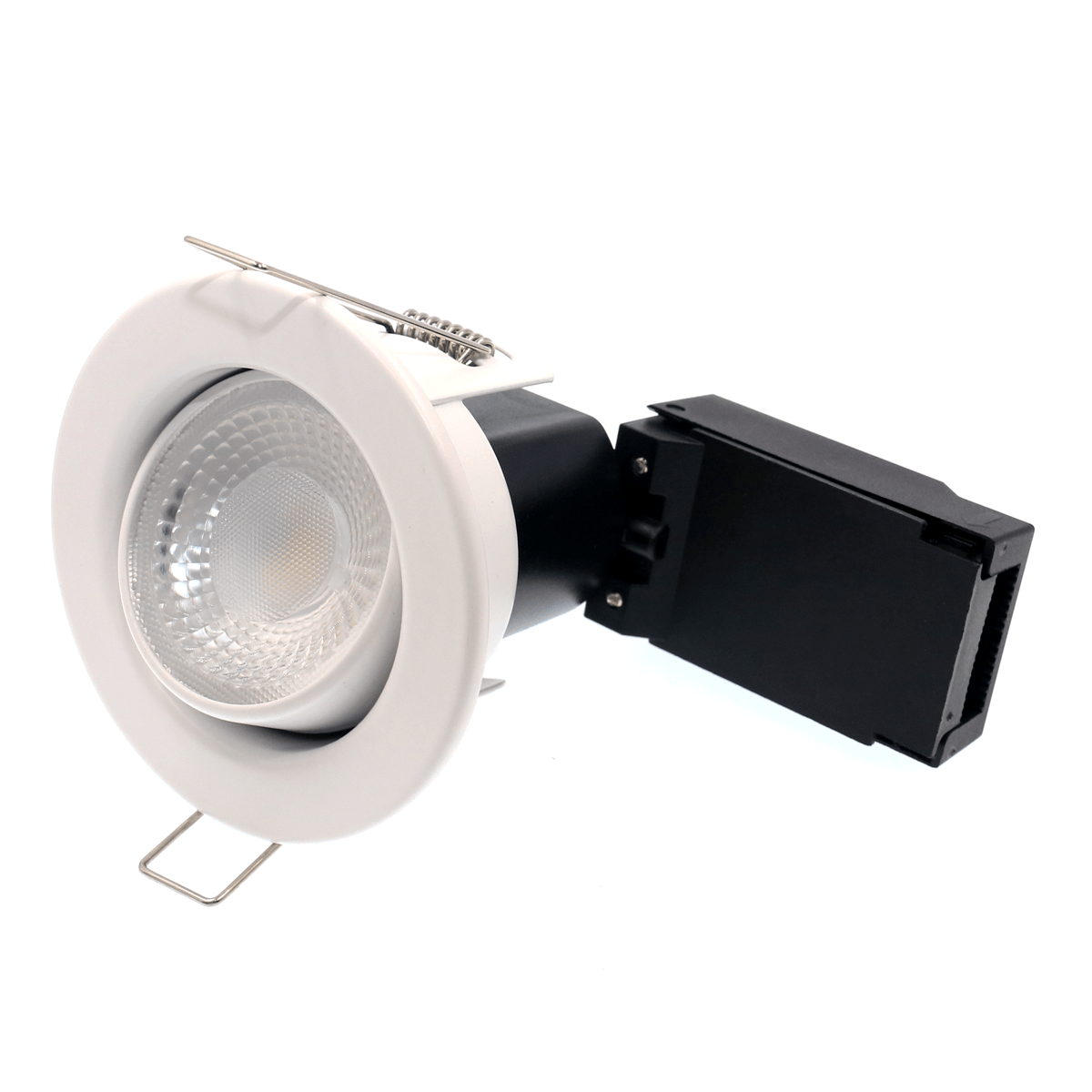 Fire Rated Dimmable Tilt Adjustable Downlight | LED 5W 480lm | 3000K Warm White | IP65 | Polished Chrome - LightHub Direct