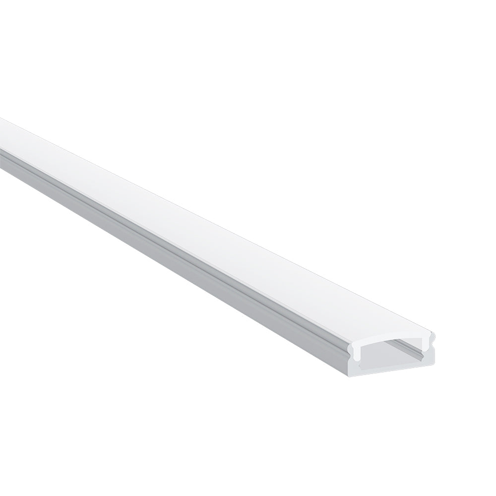 JXS LED Tape Slim Surface Mounted Profile | Fits 12mm Tape | 2.5m Length | Aluminium Extrusion Matt White | Clear Diffuer