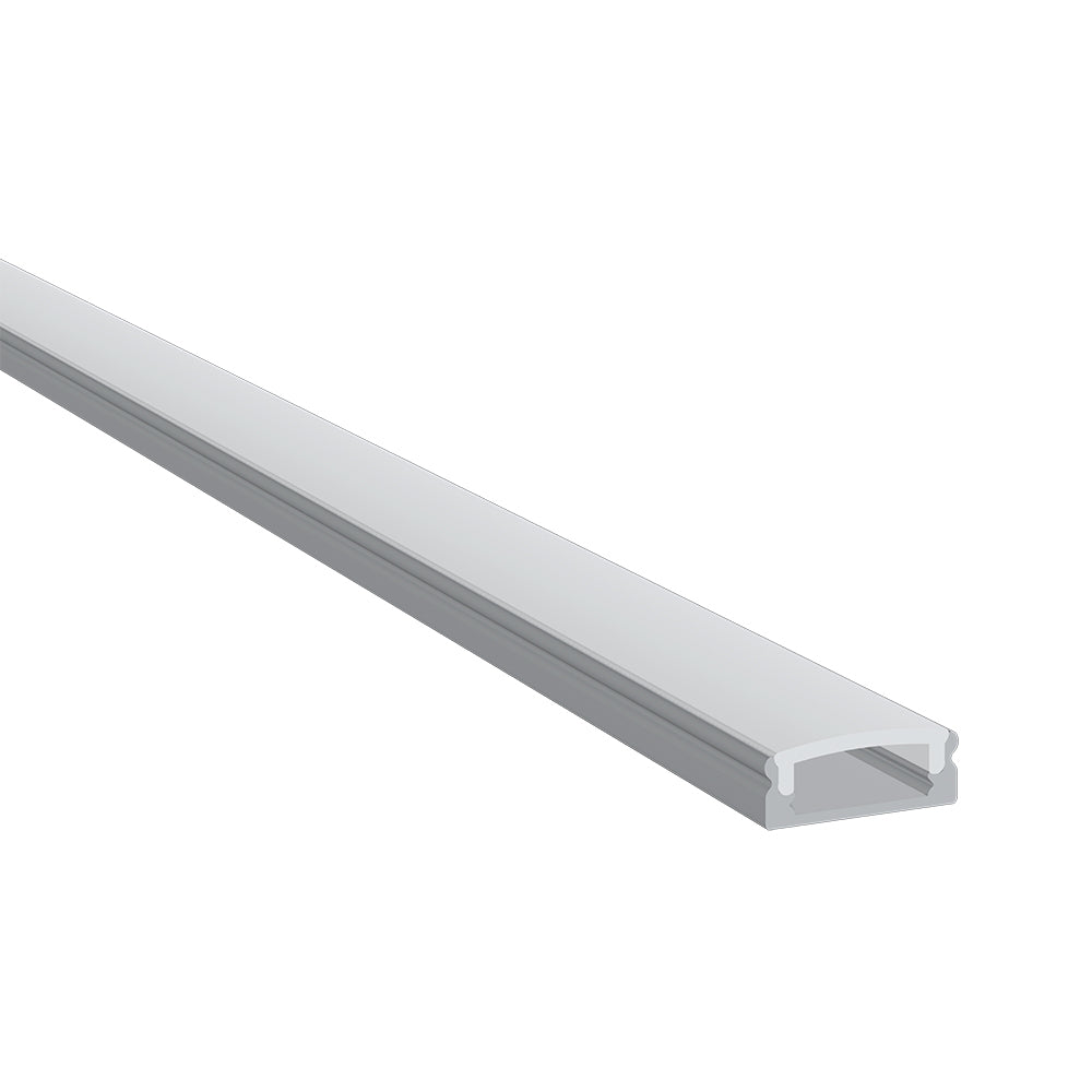 JXS LED Tape Slim Surface Mounted Profile | Fits 12mm Tape | 2.5m Length | Aluminium Extrusion Silver | Opal Diffuer