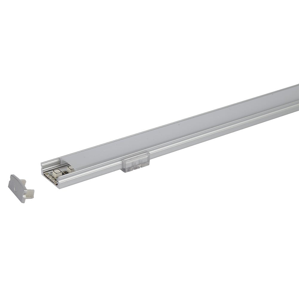 JXS LED Tape Slim Surface Mounted Profile | Fits 12mm Tape | 2.5m Length | Aluminium Extrusion Matt Black | Frosted Diffuer - LightHub Direct