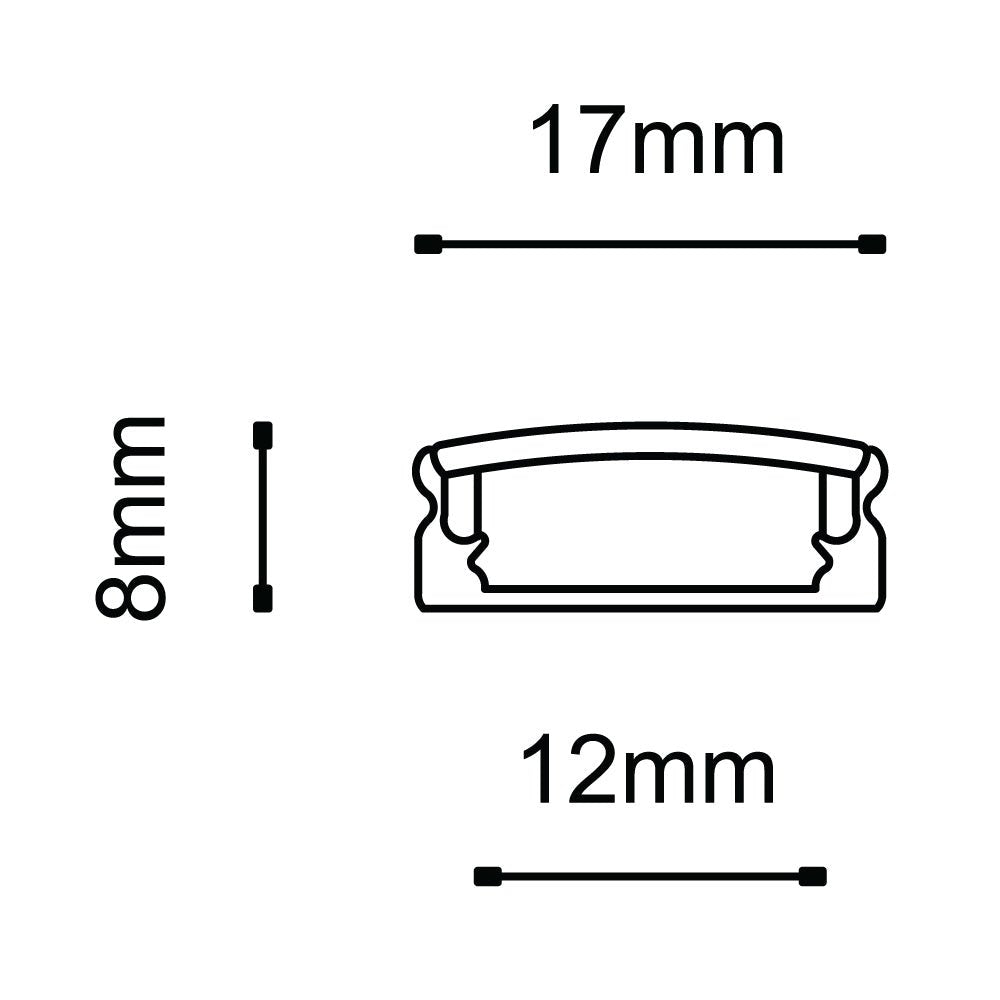 JXS LED Tape Slim Surface Mounted Profile | Fits 12mm Tape | 2.5m Length | Aluminium Extrusion Matt Black | Frosted Diffuer - LightHub Direct