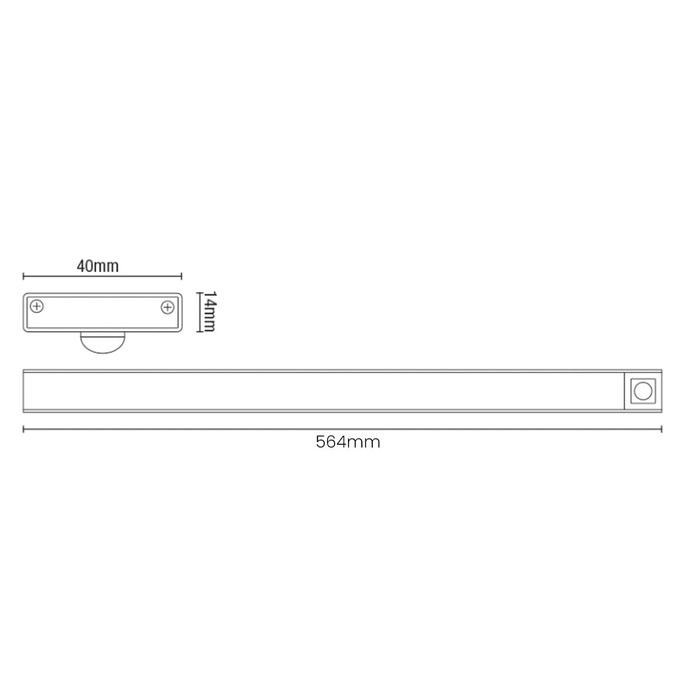 LED Cupboard / Wardrobe / Under Cabinet Rechargable USB Strip Light | LED 3W | IP20 | 4000K Neutral White | PIR Motion Sensor | 564mm