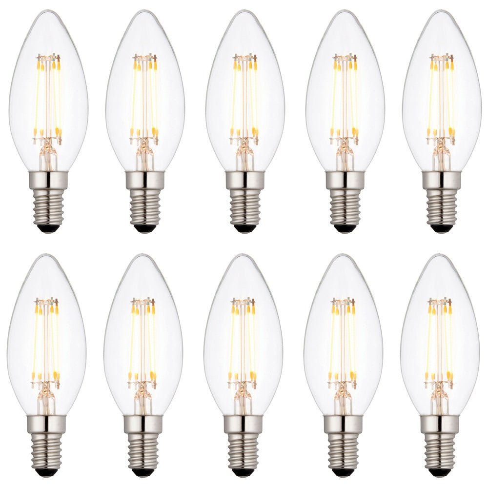 10 PACK - SES E14 Candle LED Bulb 2800K Warm White Dimmable 4W 400Lm - LightHub Direct