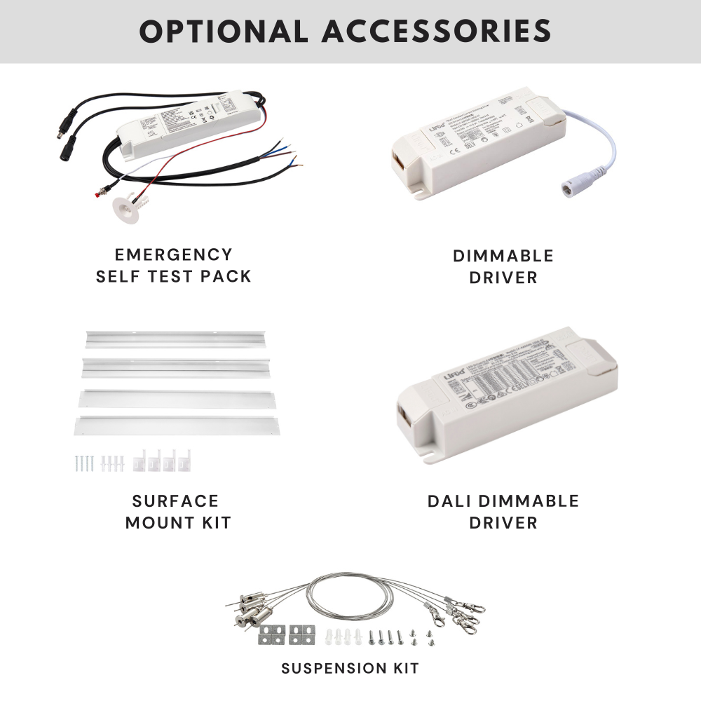 STRATUS | LED 600x600mm | Recessed Light Panels 6 PACK | 6000K Daylight White | 40W 4000lm | Office Suspended Ceiling White