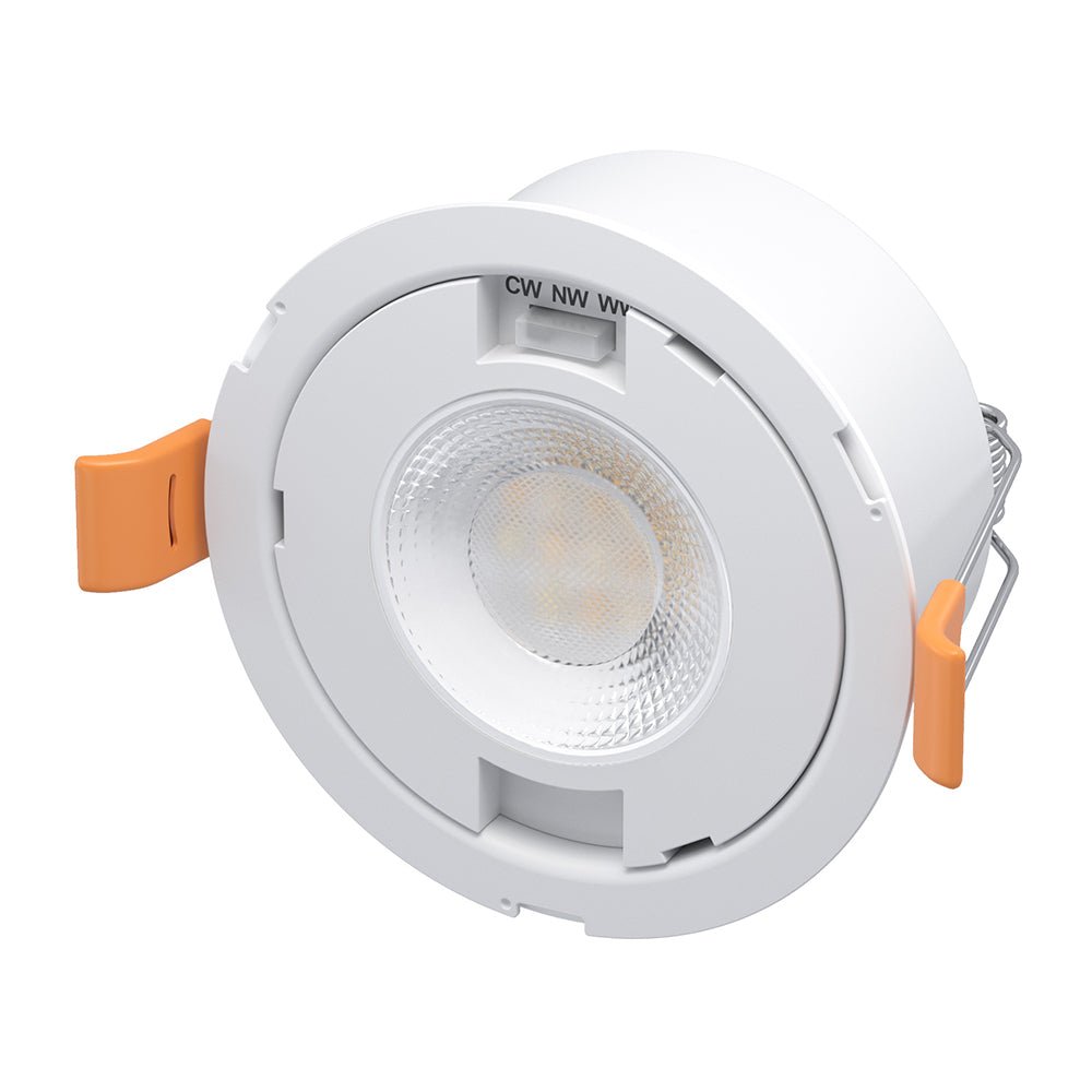 STRATA 5 | Tri - Colour CCT | LED Fire Rated Downlight | Dimmable 5W 600lm | IP65 | White | TRADE 40 Pack - LightHub Direct