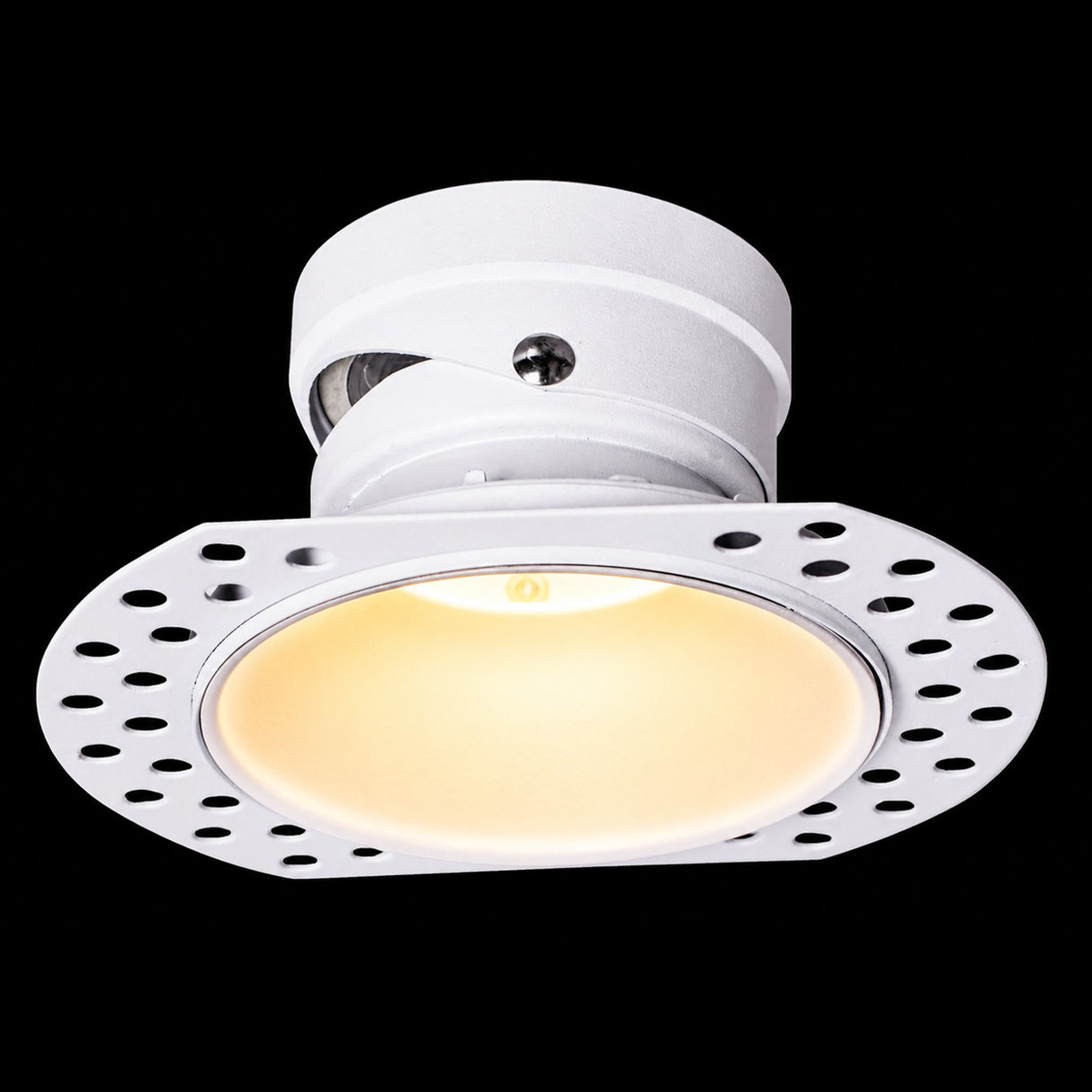 LIMA | Plaster-in Trimless Round | Fire Rated | Baffle Anti Glare Downlight | GU10 | Tilt Adjustable | White