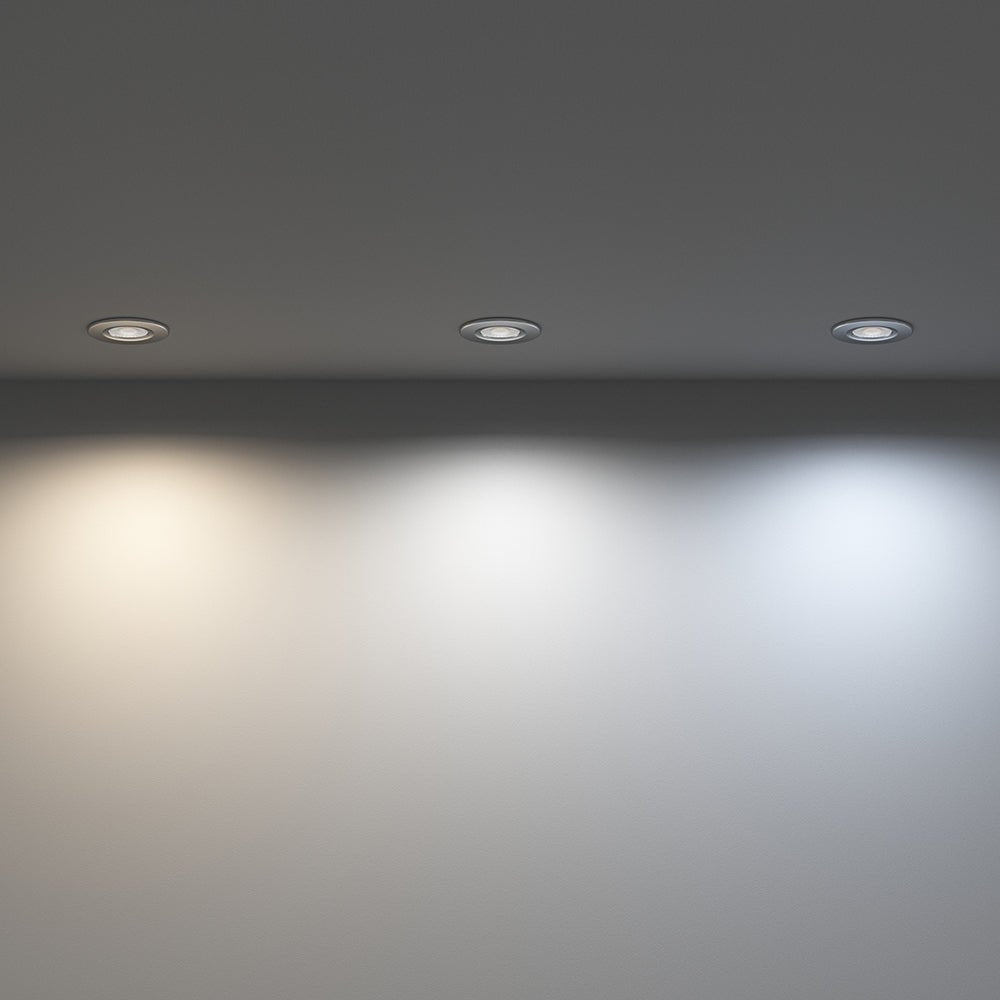 ONYX | Quad - Colour CCT | LED Fire Rated Downlight | Dimmable 7W 750lm | IP65 | Brushed Nickel - LightHub Direct