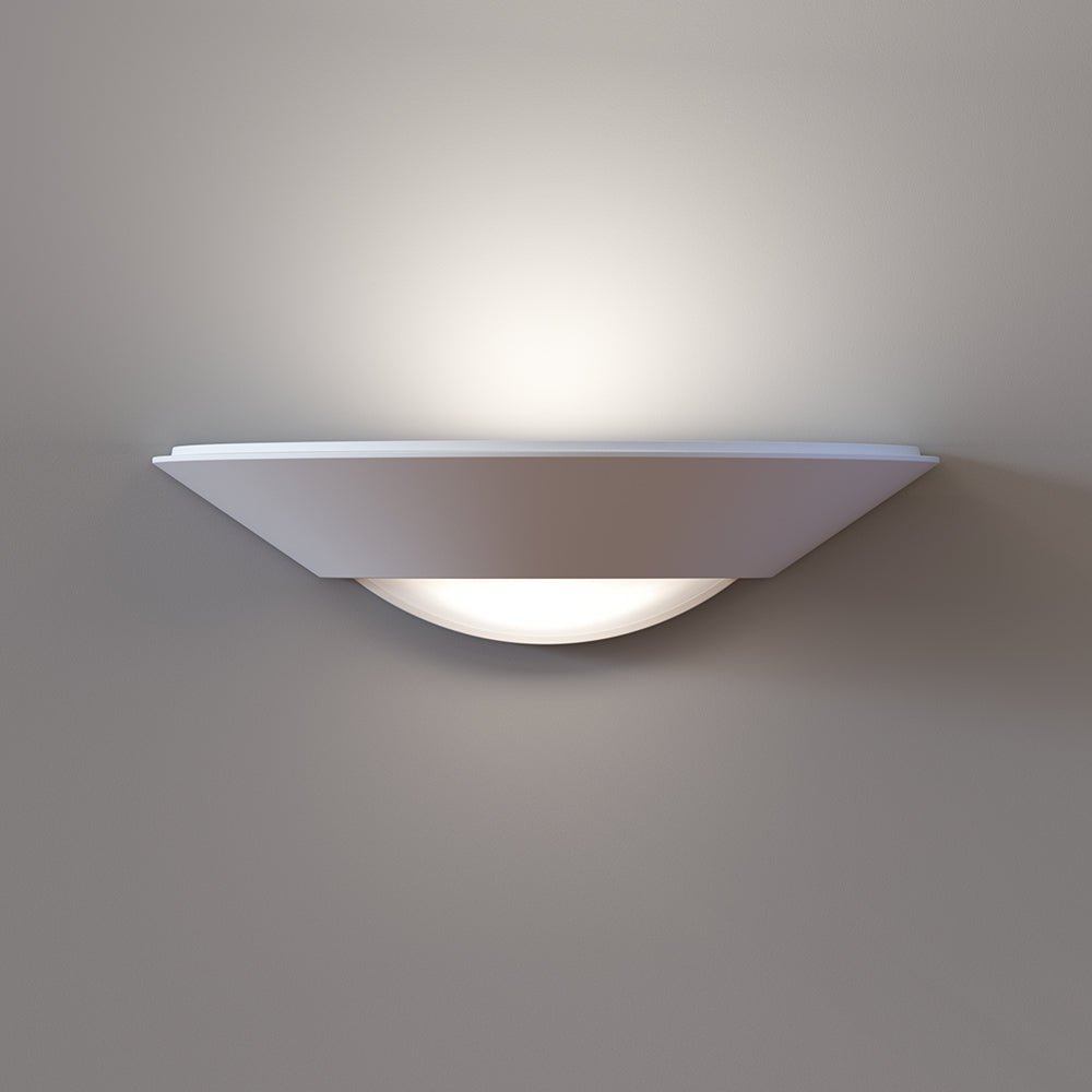 LEDBURY Half Moon Plaster Uplighter Fitting | E14 (SES) | Up Down Light Effect | 2700K Warm White Dimmable - LightHub Direct
